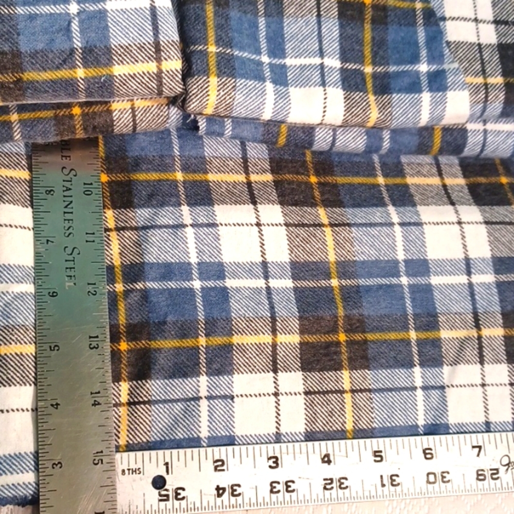 Lot of blue plaid flannel for sewing / quilting / crafting 5121